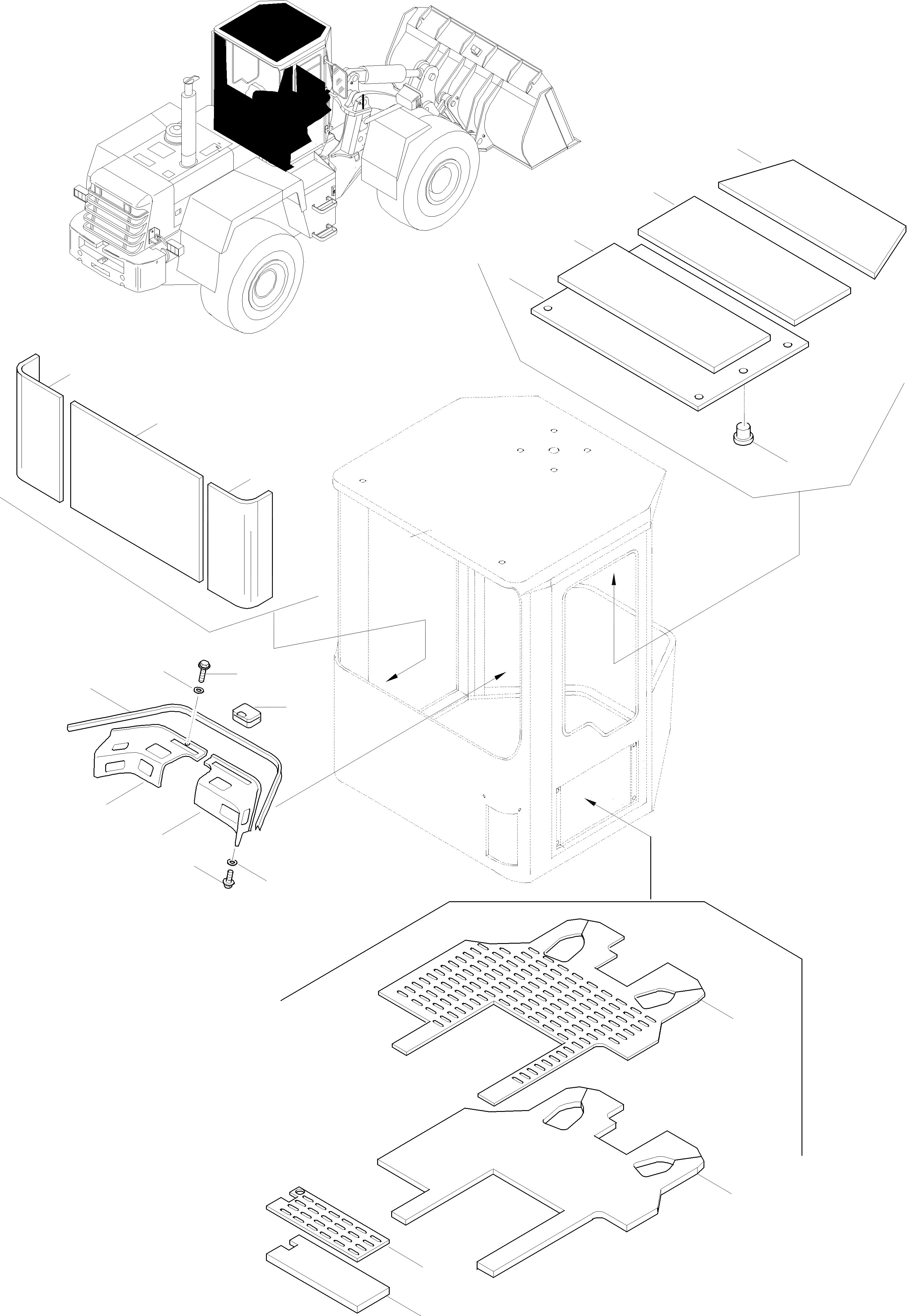 Схема запчастей Komatsu WA270PT-3 active - SOUNDЗАЩИТАING OF КАБИНА ПРИВОДRS КАБИНА