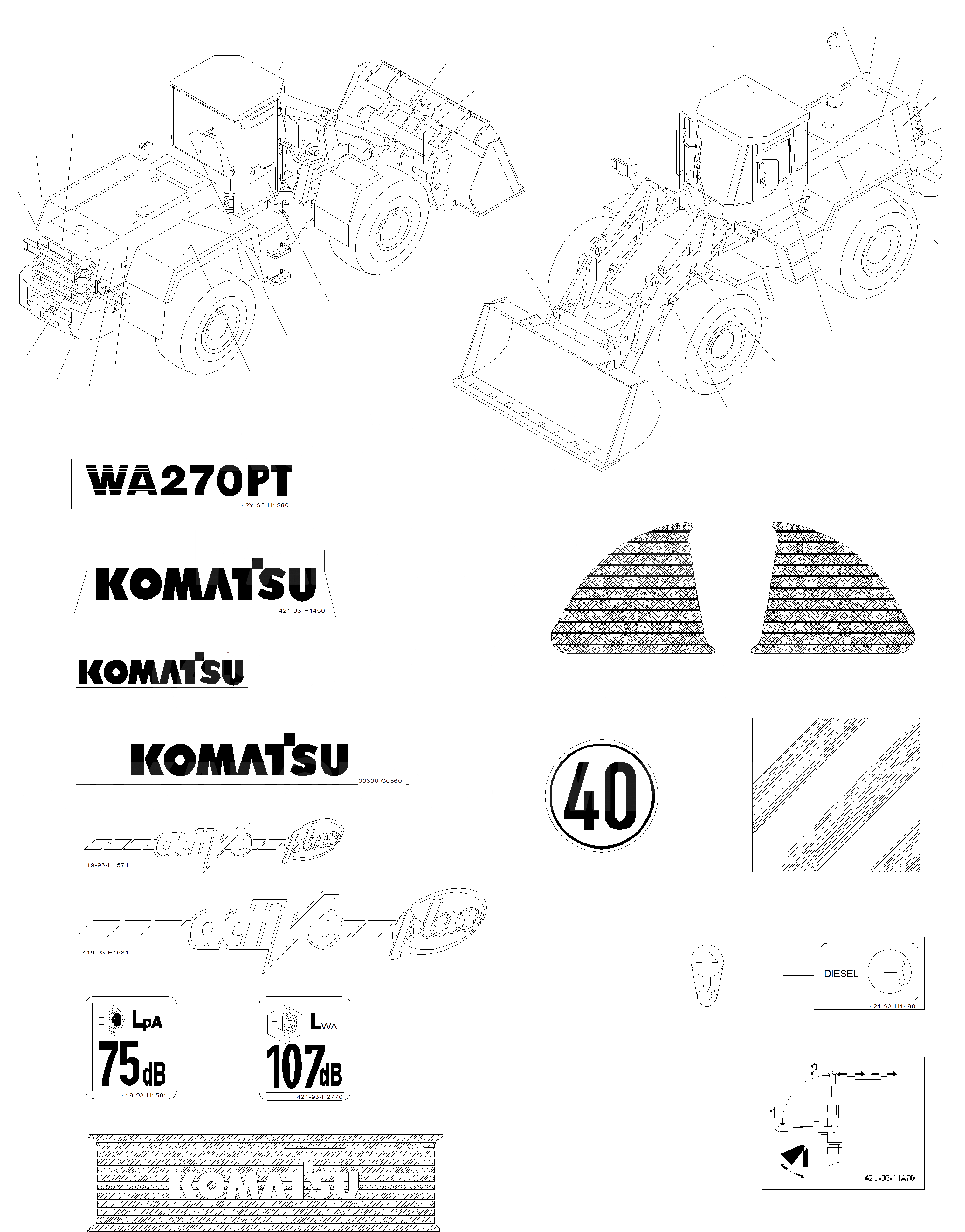 Схема запчастей Komatsu WA270PT-3 active - БУКВЕНН. ИНСТРУМЕНТ, АКСЕССУАРЫ, БУКВЕНН.