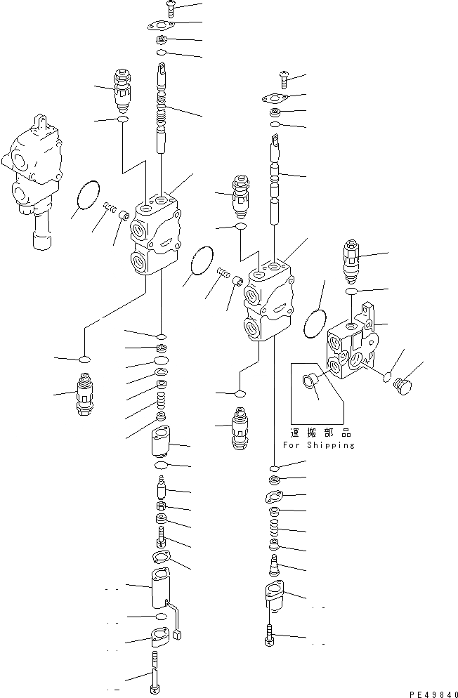 Схема запчастей Komatsu WA30-5 - 3-Х СЕКЦИОНН. CNTROL КЛАПАН (/) (С PRESSURE PICK-UP ЛИНИЯ) ОСНОВН. КОМПОНЕНТЫ И РЕМКОМПЛЕКТЫ