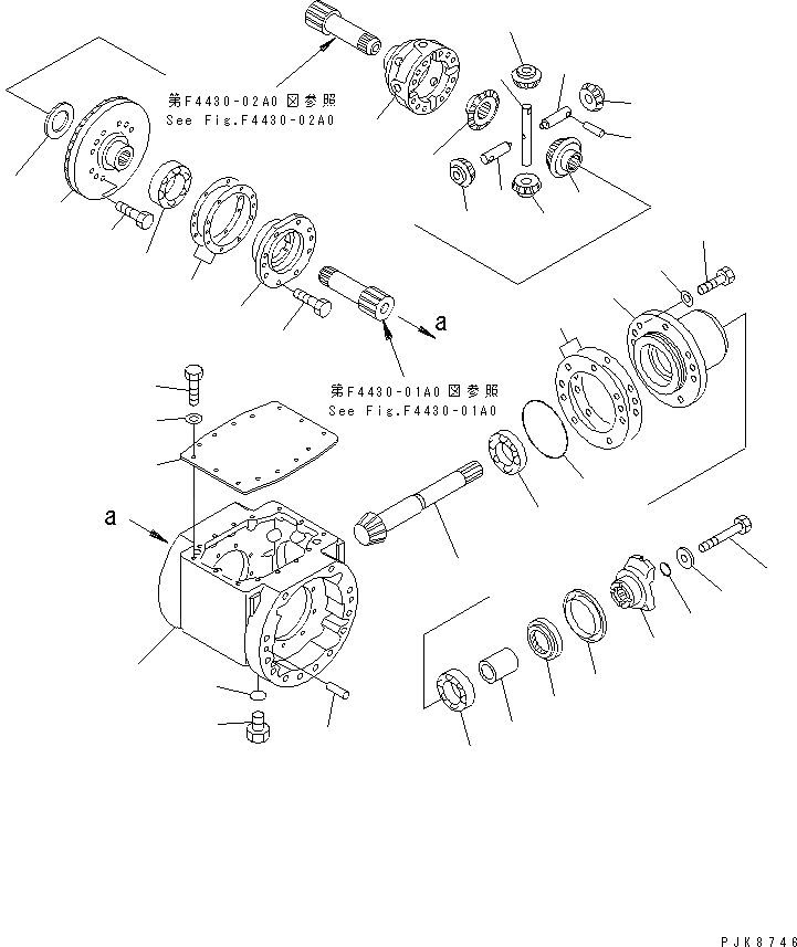 Схема запчастей Komatsu WA30-5 - ПЕРЕДНИЙ МОСТ (ДИФФЕРЕНЦ.)(№-) ГИДРОТРАНСФОРМАТОР И ТРАНСМИССИЯ