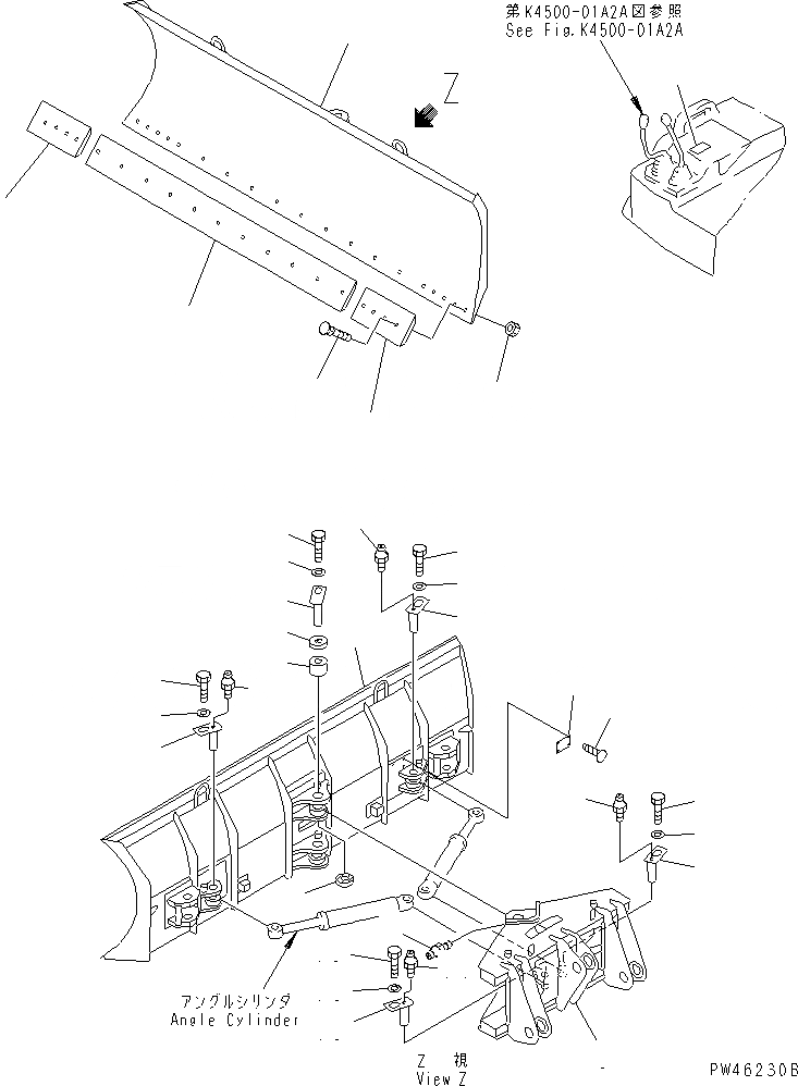 Схема запчастей Komatsu WA30-5-X - PITCH И ANGLE SNOW PНИЗ.(№-) РАБОЧЕЕ ОБОРУДОВАНИЕ