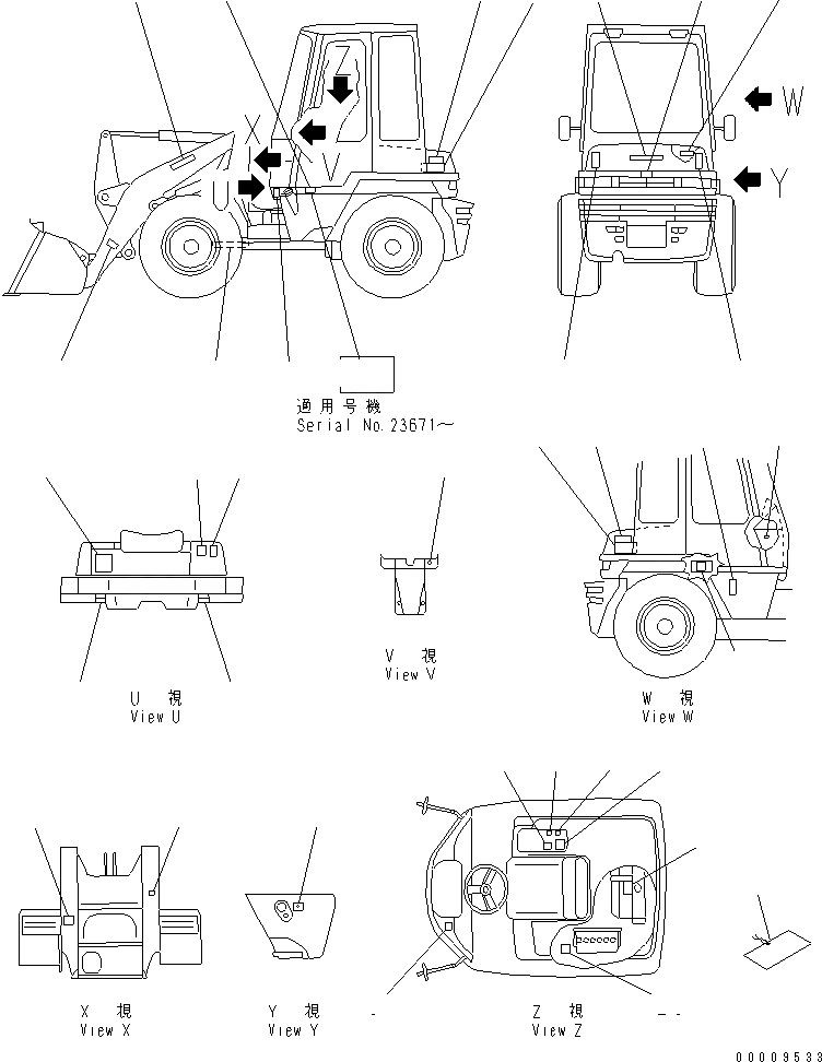 Схема запчастей Komatsu WA30-5 - МАРКИРОВКА (С КАБИНОЙ) (АНГЛ.)(№9-) МАРКИРОВКА