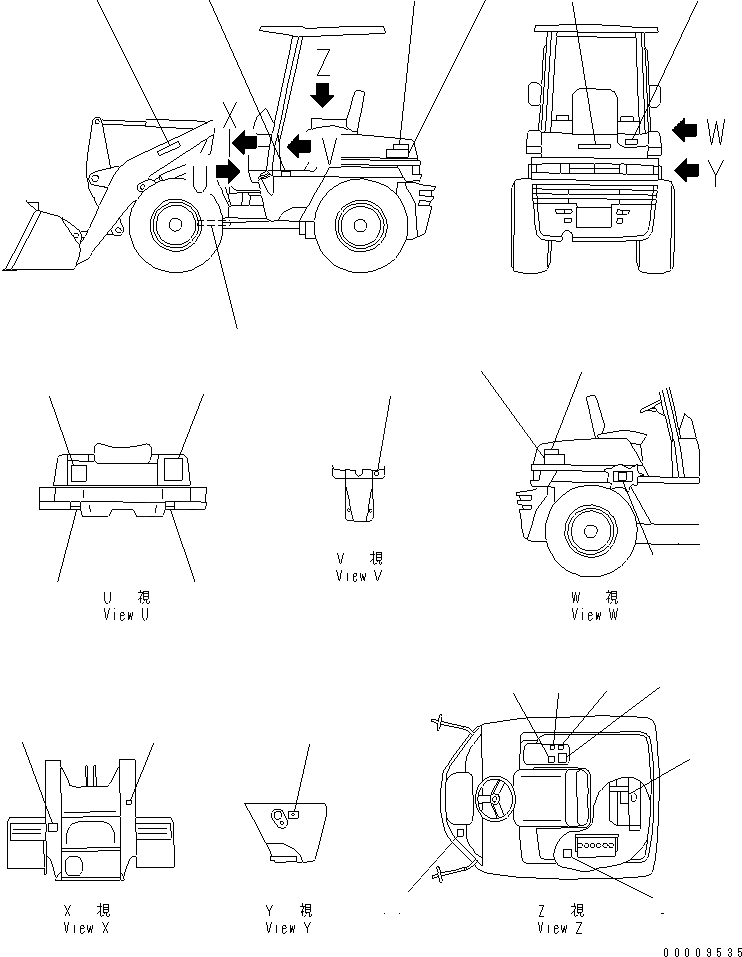 Схема запчастей Komatsu WA30-5 - МАРКИРОВКА (С НАВЕСОМ) (АНГЛ.)(№897-) МАРКИРОВКА