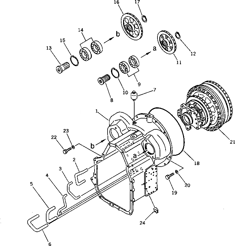 Схема запчастей Komatsu WA300-1 - КОРПУС ТРАНСМИССИИ (/)(№-) ГИДРОТРАНСФОРМАТОР И ТРАНСМИССИЯ