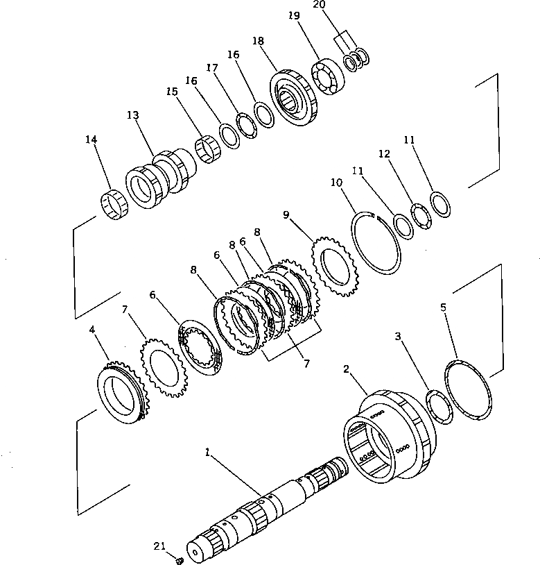 Схема запчастей Komatsu WA300-1 - 4 МУФТА(№-) ГИДРОТРАНСФОРМАТОР И ТРАНСМИССИЯ