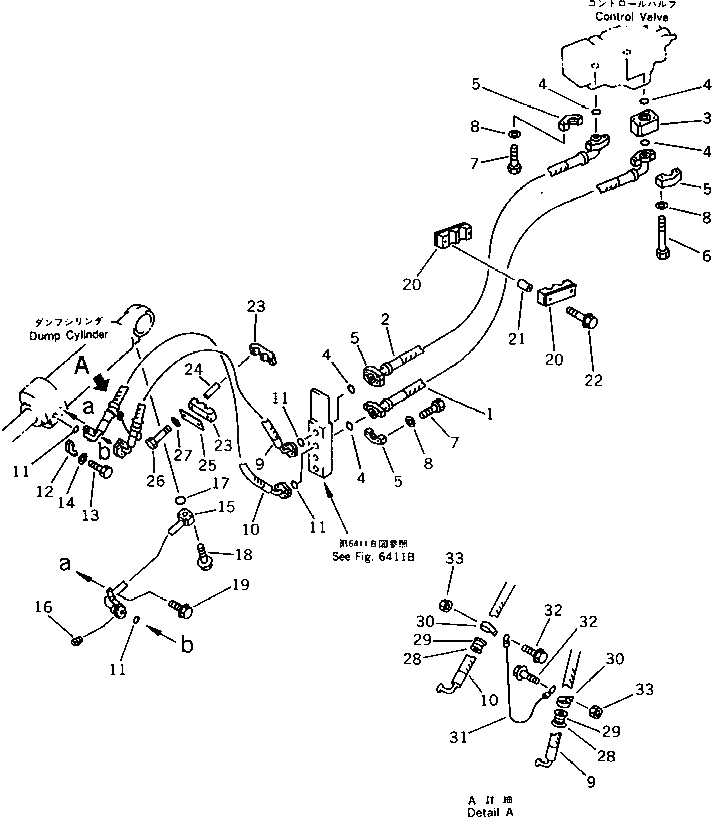 Схема запчастей Komatsu WA300-1 - ГИДРОЛИНИЯ (ЛИНИЯ ГИДРОЦИЛИНДРА КОВША)(№-) УПРАВЛ-Е РАБОЧИМ ОБОРУДОВАНИЕМ