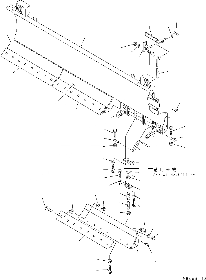 Схема запчастей Komatsu WA300-3A-XW - PITCH И ANGLE SNOW PНИЗ. (С SHOCK CANCEL ОТВАЛ) (/) (ОТВАЛ)(№-) СПЕЦ. APPLICATION ЧАСТИ