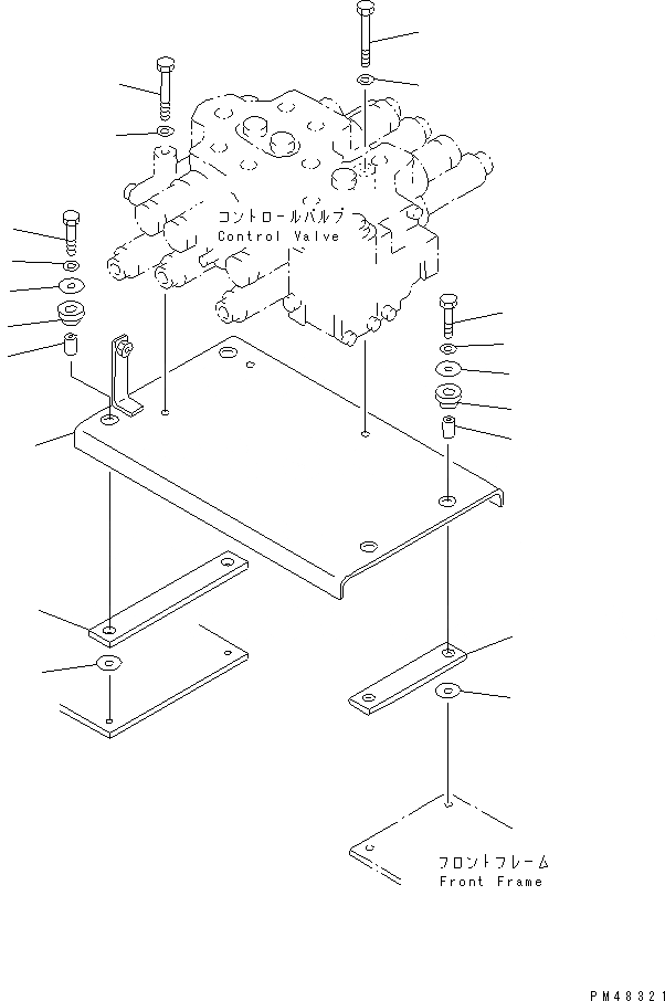 Схема запчастей Komatsu WA300-3A-X - КРЕПЛЕНИЕ 3-СЕКЦИОНН. КОНТРОЛЬН. КЛАПАНА ЧАСТИ(№-) УПРАВЛ-Е РАБОЧИМ ОБОРУДОВАНИЕМ