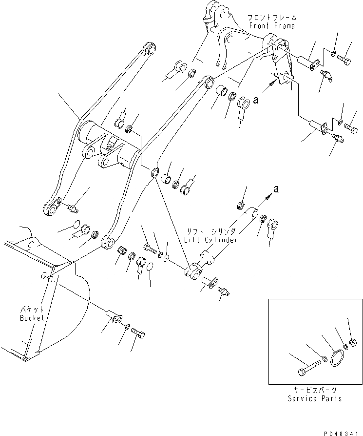 Схема запчастей Komatsu WA300-3A-X - РУКОЯТЬ (С M.D.C. МОНИТОР)(№-) РАБОЧЕЕ ОБОРУДОВАНИЕ