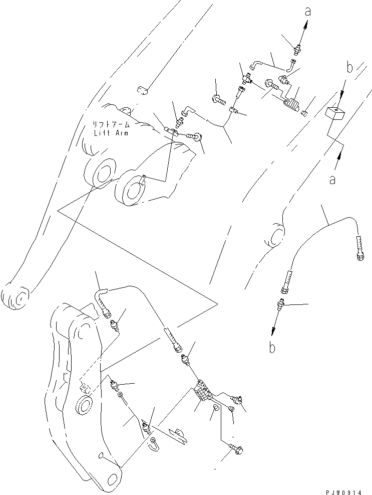 Схема запчастей Komatsu WA300-3A-SN - УДАЛЕННАЯ СМАЗКА (РУКОЯТЬ И BELL CRANK ЛИНИЯ) (С АВТОМАТИЧ. СМАЗКОЙ) ОСНОВНАЯ РАМА И ЕЕ ЧАСТИ