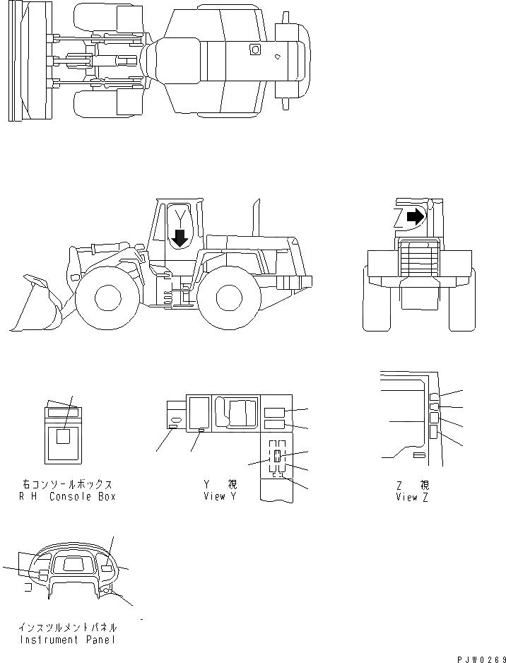 Схема запчастей Komatsu WA300-3A-SN - МАРКИРОВКА (ВНУТРИ КАБИНЫ) (С 5-СЕКЦИОНН. КЛАПАН)(№-999) КАБИНА ОПЕРАТОРА И СИСТЕМА УПРАВЛЕНИЯ