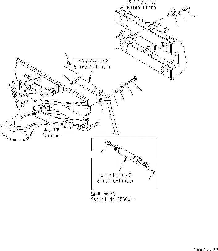 Схема запчастей Komatsu WA300-3A-SN - ОТВАЛ (SLIDE ЦИЛИНДР ЭЛЕМЕНТЫ КРЕПЛЕНИЯ) (С SLIDE ТИП MULTI ОТВАЛ) РАБОЧЕЕ ОБОРУДОВАНИЕ