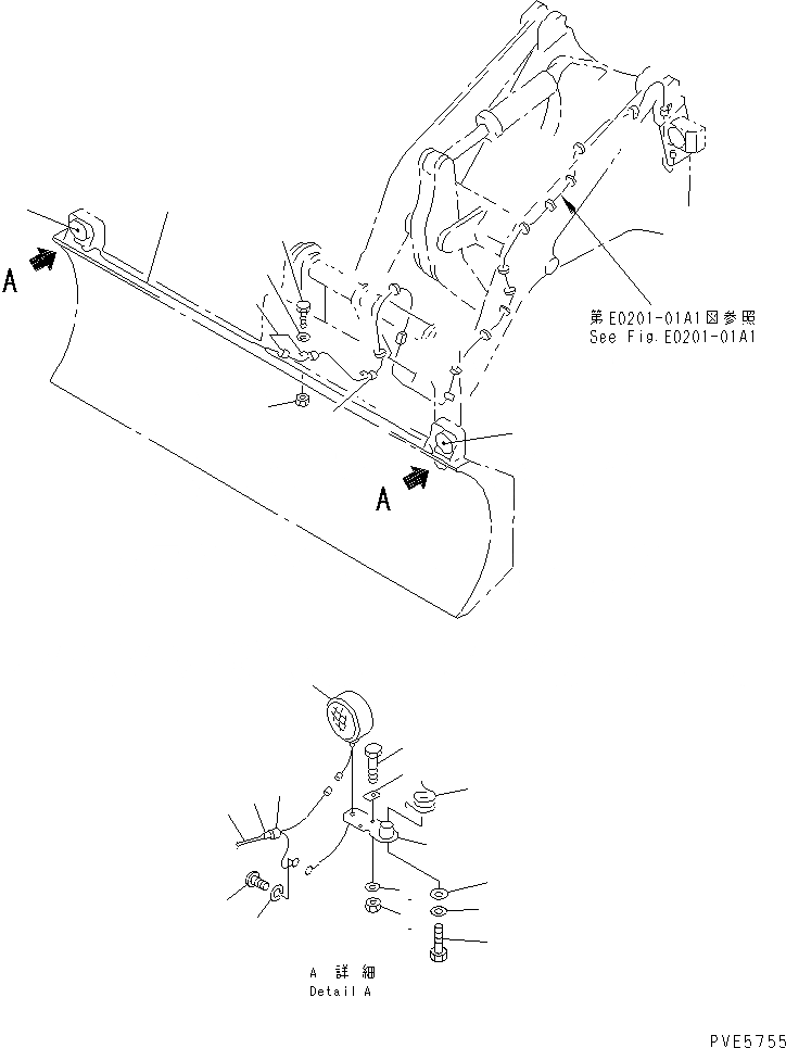 Схема запчастей Komatsu WA300-3A-SN - ОТВАЛ (КОМПОНЕНТЫ (ОБСЛУЖИВ-Е)) (С СОЕДИНИТ. УСТР-ВО P.A.P.) РАБОЧЕЕ ОБОРУДОВАНИЕ