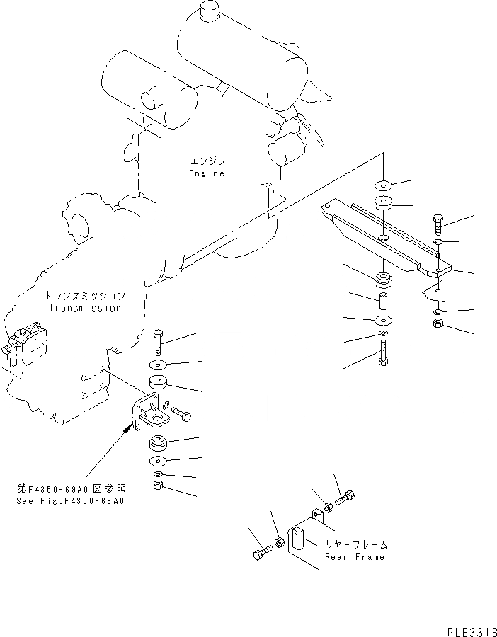 Схема запчастей Komatsu WA300L-3 - КРЕПЛЕНИЕ ДВИГАТЕЛЯ КОМПОНЕНТЫ ДВИГАТЕЛЯ