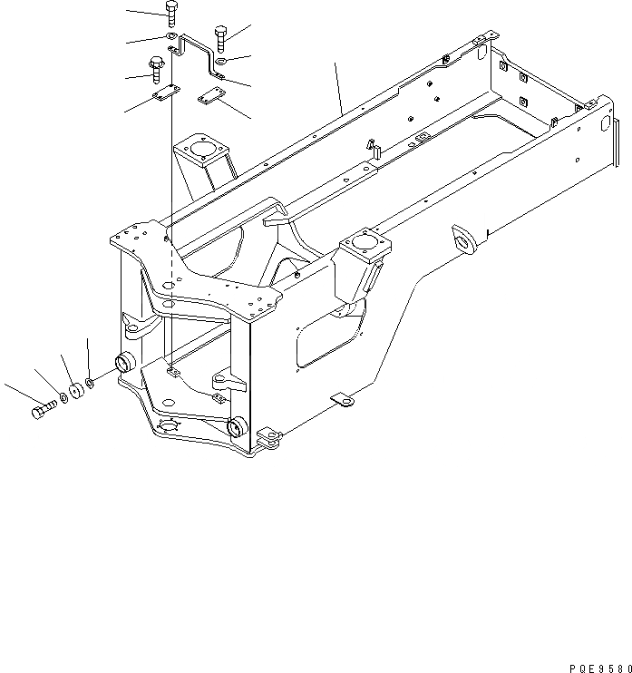 Схема запчастей Komatsu WA300L-3 - ЗАДН. РАМА ОСНОВНАЯ РАМА И ЕЕ ЧАСТИ