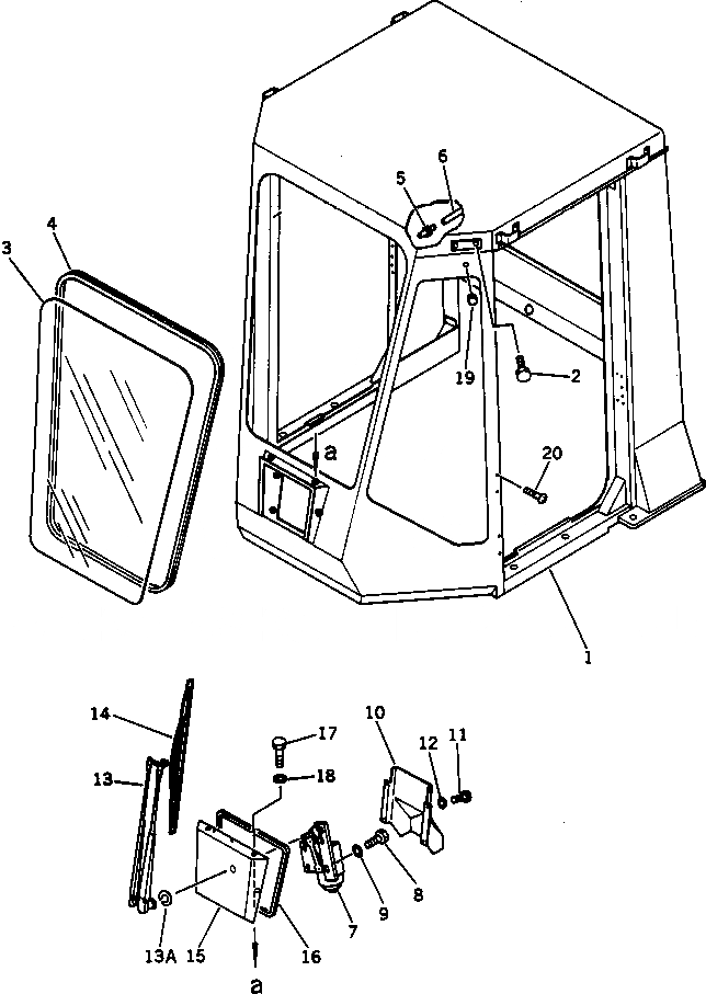 Схема запчастей Komatsu WA320-1 - КАБИНА ROPS (/8) (БЕЗ РАБОЧ. ОСВЕЩЕНИЕ И ЗАДН. ДВОРНИКИ) (ДЛЯ США) РАМА И ЧАСТИ КОРПУСА