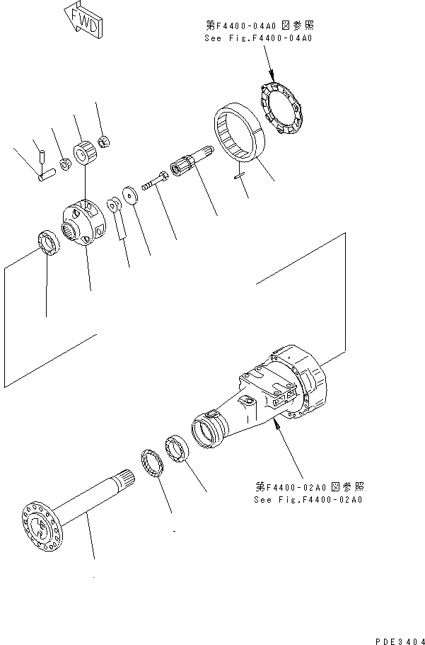 Схема запчастей Komatsu WA320-3 - ПЕРЕДНИЙ МОСТ (КОНЕЧНАЯ ПЕРЕДАЧА) СИЛОВАЯ ПЕРЕДАЧА