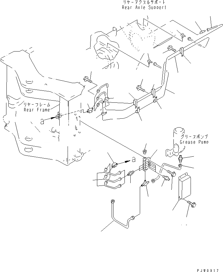 Схема запчастей Komatsu WA320-3 - УДАЛЕННАЯ СМАЗКА ЗАДН. РАМА (С АВТОМАТИЧ. СМАЗКОЙ)) ОСНОВНАЯ РАМА И ЕЕ ЧАСТИ