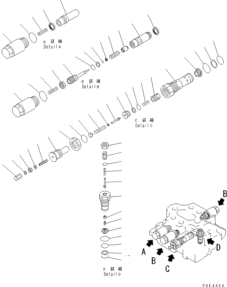 Схема запчастей Komatsu WA320-3 - КОНТРОЛЬНЫЙ КЛАПАН (2-Х СЕЦИОНН.) (/) ОСНОВН. КОМПОНЕНТЫ И РЕМКОМПЛЕКТЫ