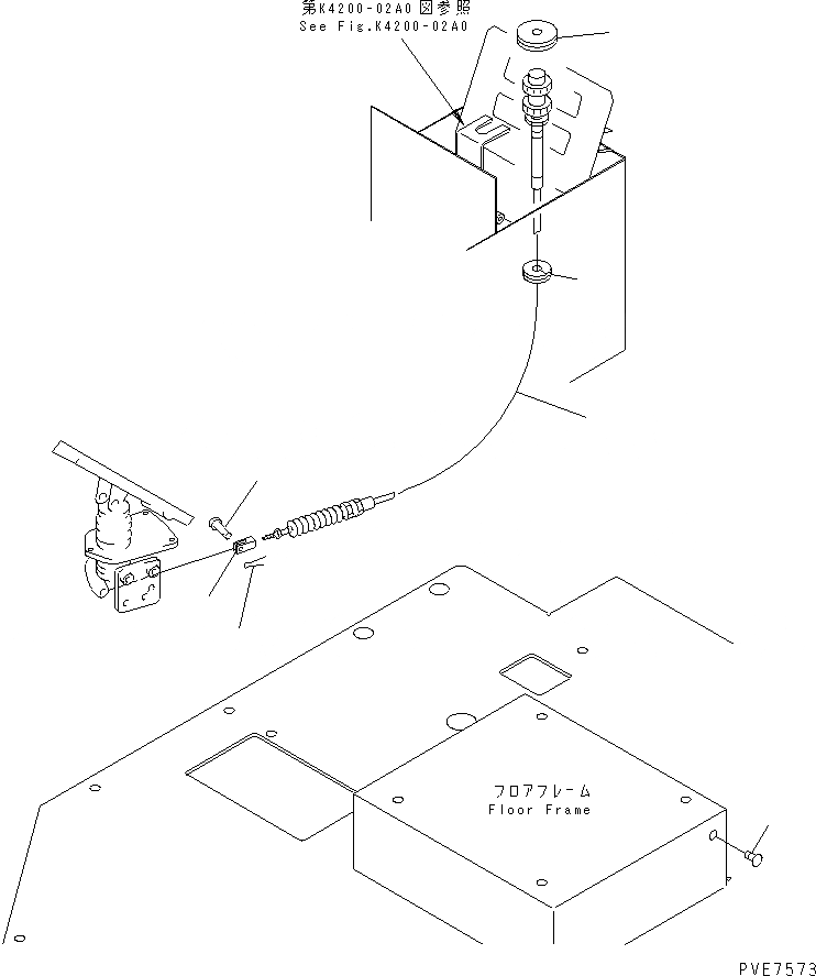 Схема запчастей Komatsu WA320-3 - ПОЛ (THROTTLE КАБЕЛЬ) КАБИНА ОПЕРАТОРА И СИСТЕМА УПРАВЛЕНИЯ