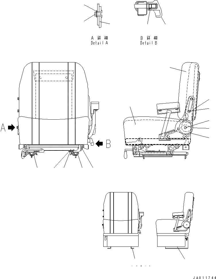 Схема запчастей Komatsu WA320-3 - СИДЕНЬЕ ОПЕРАТОРА (ВНУТР. ЧАСТИ)(№9-) КАБИНА ОПЕРАТОРА И СИСТЕМА УПРАВЛЕНИЯ