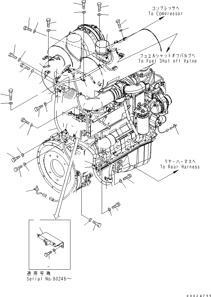 Схема запчастей Komatsu WA320-5 - Э/ПРОВОДКА ДВИГАТЕЛЯ (/) КОМПОНЕНТЫ ДВИГАТЕЛЯ