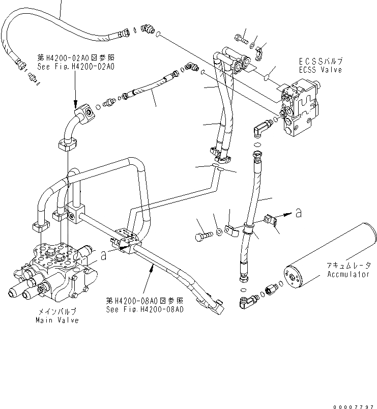 Схема запчастей Komatsu WA320-5 - ГИДРОЛИНИЯ (E.C.S.S. ТРУБЫ) ГИДРАВЛИКА