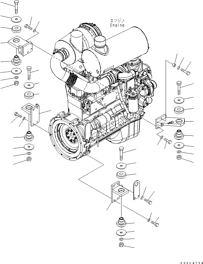 Схема запчастей Komatsu WA320-5 - КРЕПЛЕНИЕ ДВИГАТЕЛЯ КОМПОНЕНТЫ ДВИГАТЕЛЯ