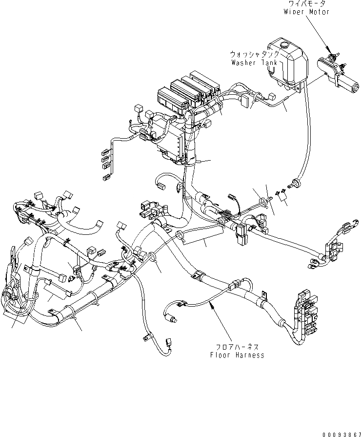 Схема запчастей Komatsu WA320-5 - ПОЛ (ОМЫВАТЕЛЬ ШЛАНГИ)(№-7) КАБИНА ОПЕРАТОРА И СИСТЕМА УПРАВЛЕНИЯ