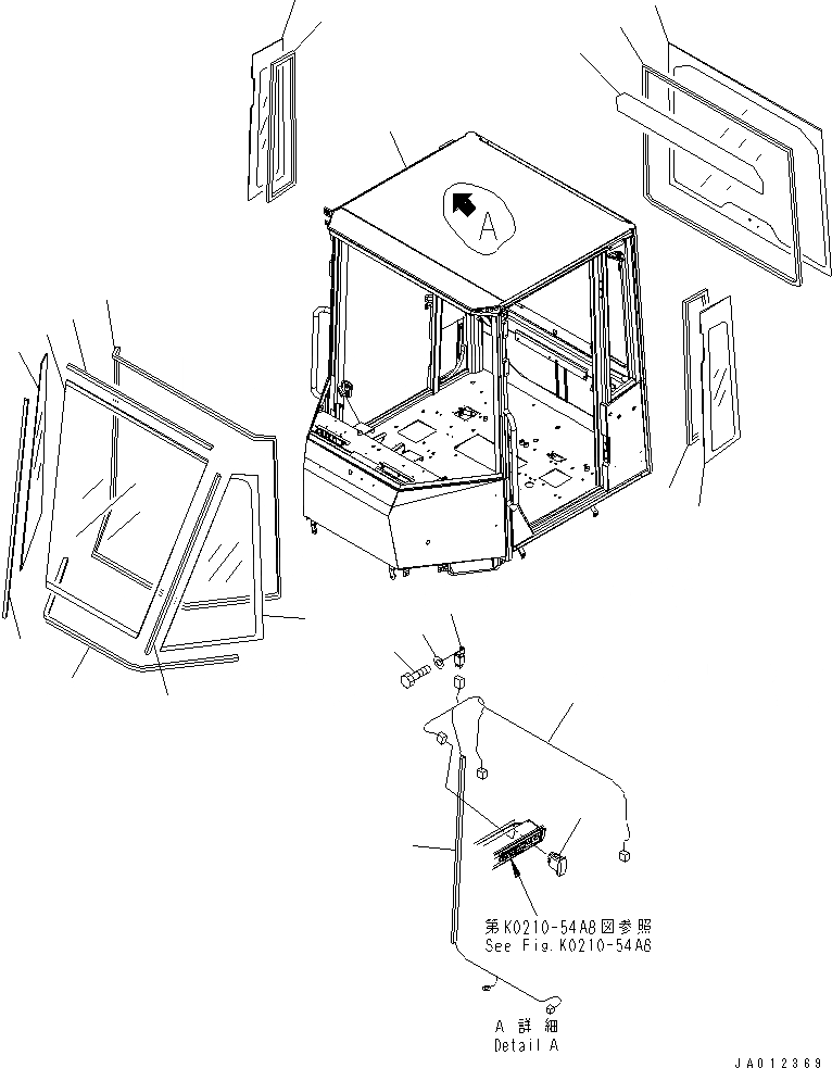 Схема запчастей Komatsu WA320-5 - КАБИНА ROPS (КУЗОВ¤ СТЕКЛА) (ДЛЯ КРОМЕ ЯПОН.) (С DEFOGGER СТЕКЛА ОКНА¤ ЗАДН.) КАБИНА ОПЕРАТОРА И СИСТЕМА УПРАВЛЕНИЯ