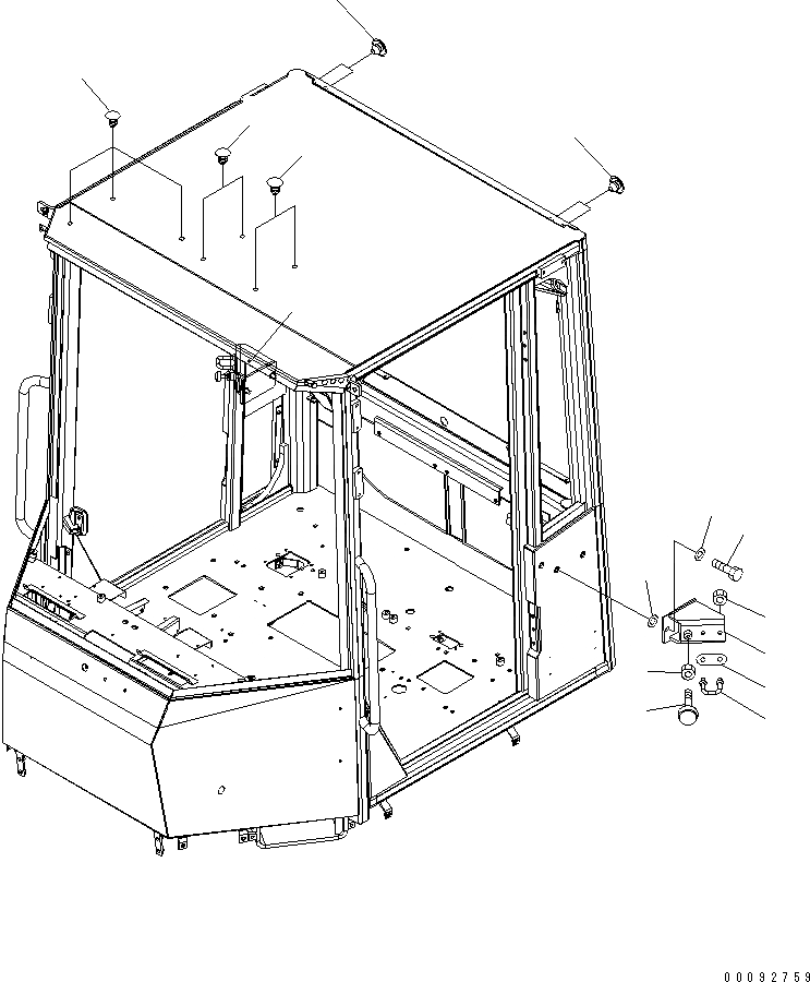 Схема запчастей Komatsu WA320-5 - КАБИНА ROPS (СТОПОР) (ДЛЯ КРОМЕ ЯПОН.) (БЕЗ БОЛТ КРЫШКА) КАБИНА ОПЕРАТОРА И СИСТЕМА УПРАВЛЕНИЯ