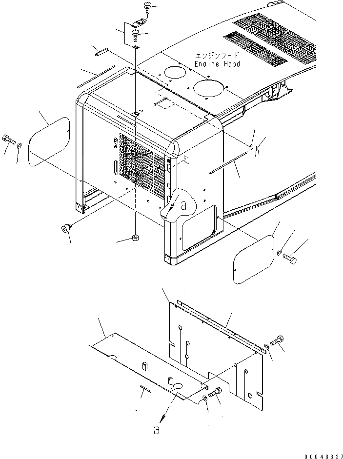 Схема запчастей Komatsu WA320-5 - КАПОТ (BULKHEAD) ЧАСТИ КОРПУСА