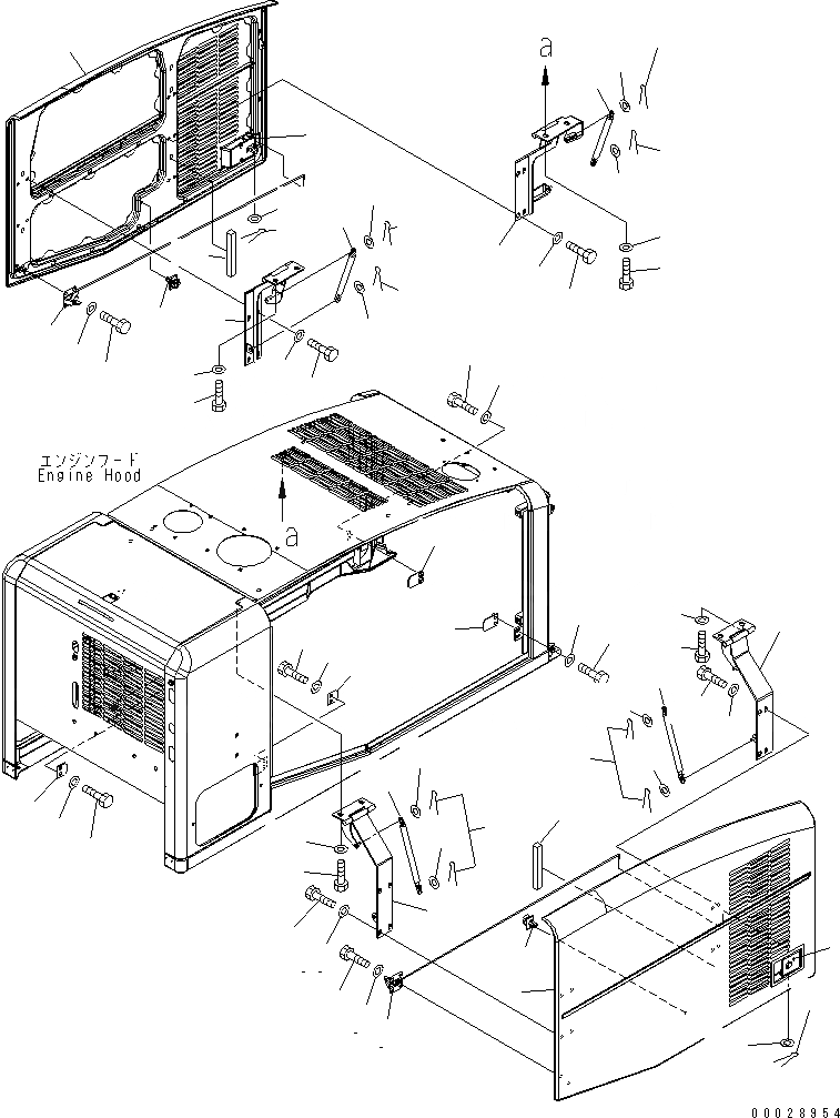 Схема запчастей Komatsu WA320-5 - КАПОТ (ДВЕРЬ) ЧАСТИ КОРПУСА