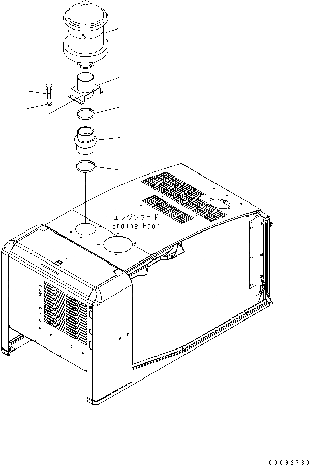 Схема запчастей Komatsu WA320-5 - КАПОТ (ПРЕФИЛЬТР TURBO ) (ДЛЯ КРОМЕ ЯПОН.) ЧАСТИ КОРПУСА