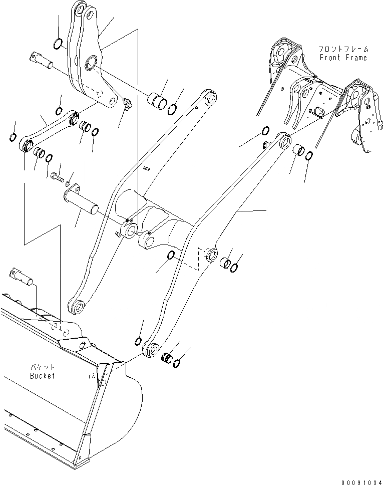 Схема запчастей Komatsu WA320-5 - РУКОЯТЬ И BELL CRANK (3-Х СЕКЦИОНН. КЛАПАН)(№-) РАБОЧЕЕ ОБОРУДОВАНИЕ