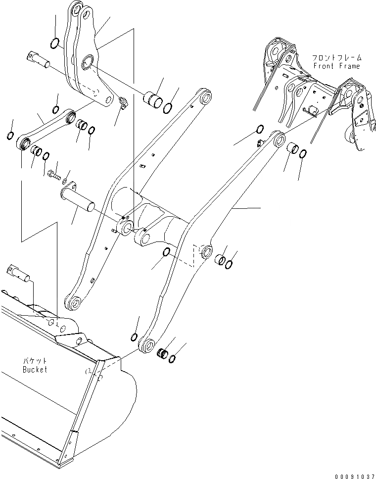 Схема запчастей Komatsu WA320-5 - РУКОЯТЬ И BELL CRANK (ВЫСОК. ПОДЪЕМ РУКОЯТЬ)(№-) РАБОЧЕЕ ОБОРУДОВАНИЕ