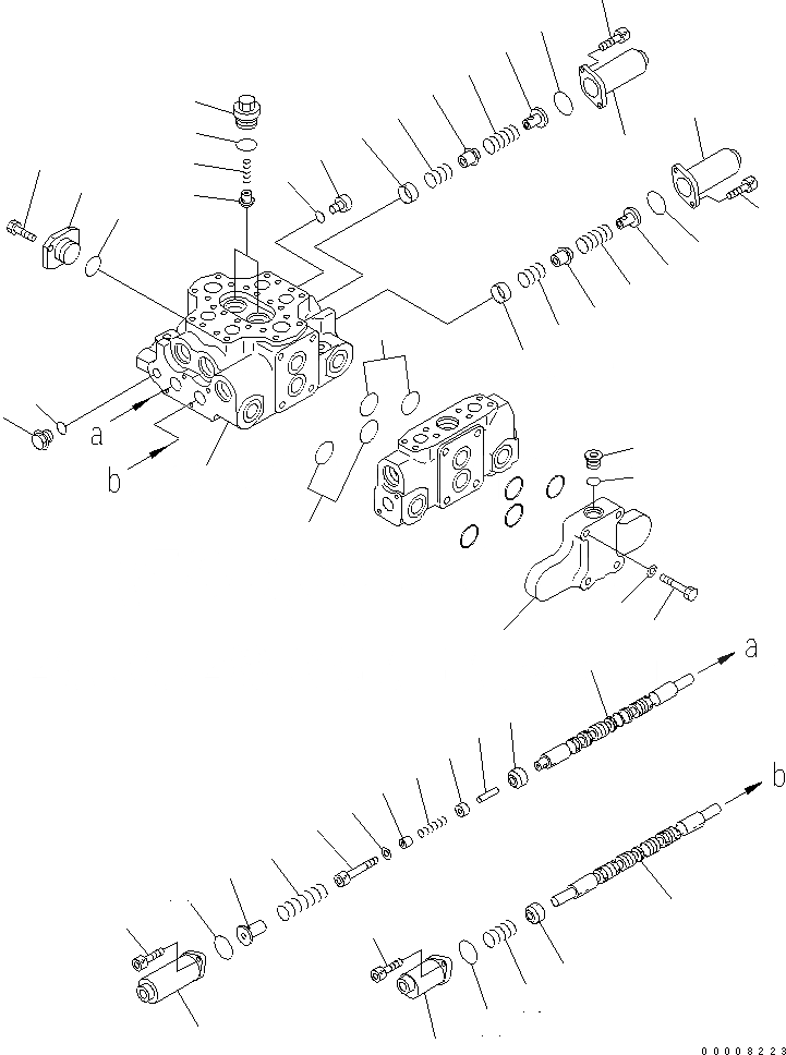 Схема запчастей Komatsu WA320-5 - УПРАВЛЯЮЩ. КЛАПАН (3-Х СЕКЦИОНН.) (/) ОСНОВН. КОМПОНЕНТЫ И РЕМКОМПЛЕКТЫ