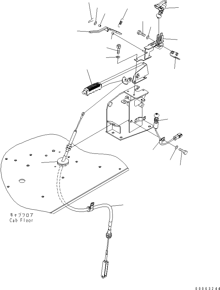 Схема запчастей Komatsu WA320-6 - ПОЛ (РЫЧАГ СТОЯНОЧНОГО ТОРМОЗА)(№7-) КАБИНА ОПЕРАТОРА И СИСТЕМА УПРАВЛЕНИЯ