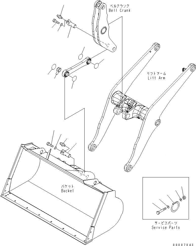 Схема запчастей Komatsu WA320-6 - РУКОЯТЬ И BELL CRANK (ЭЛЕМЕНТЫ КРЕПЛЕНИЯ)(№7-) РАБОЧЕЕ ОБОРУДОВАНИЕ