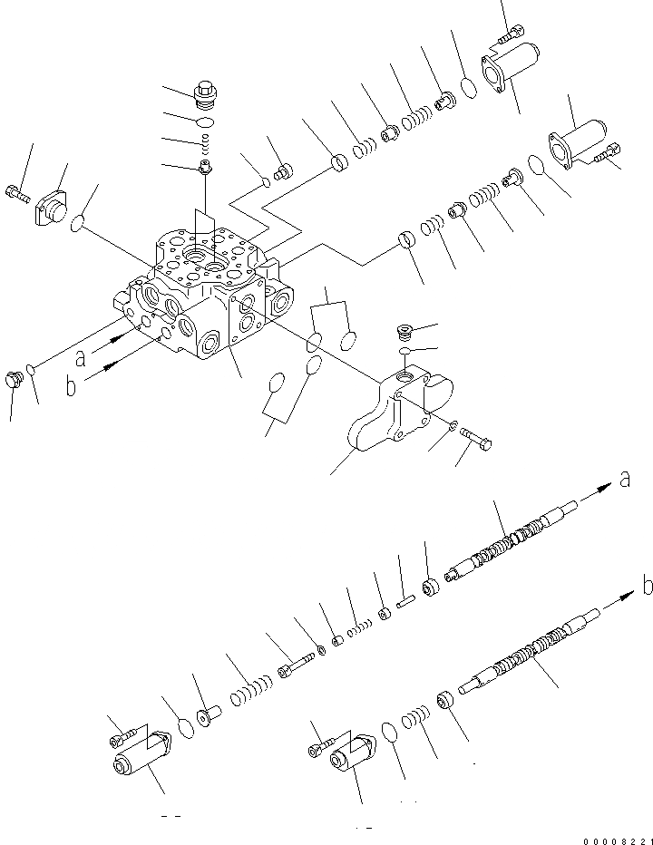 Схема запчастей Komatsu WA320-6 - КОНТРОЛЬНЫЙ КЛАПАН (2-Х СЕЦИОНН.) (/)(№7-) ОСНОВН. КОМПОНЕНТЫ И РЕМКОМПЛЕКТЫ