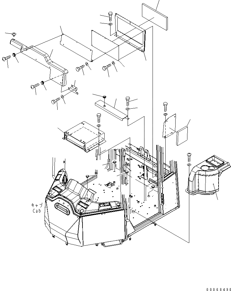 Схема запчастей Komatsu WA320-6 - ПОЛ (ЗАДН. КРЫШКА И КРЫШКА И ЩИТКИ)(№7-) КАБИНА ОПЕРАТОРА И СИСТЕМА УПРАВЛЕНИЯ