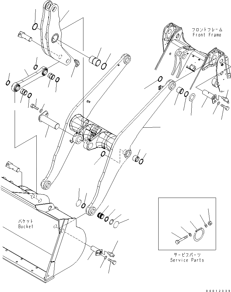 Схема запчастей Komatsu WA320-6 - РУКОЯТЬ И BELL CRANK (ДЛЯ 3-Х СЕКЦИОНН. КЛАПАН)(№7-) РАБОЧЕЕ ОБОРУДОВАНИЕ