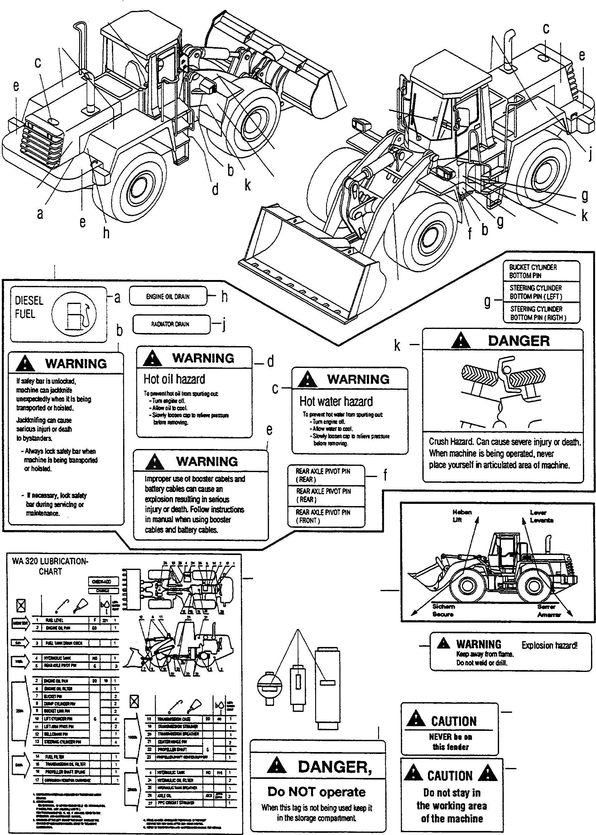 Схема запчастей Komatsu WA320-3 - ТАБЛИЧКИS, АНГЛ. ИНСТРУМЕНТ, АКСЕССУАРЫ, БУКВЕНН.