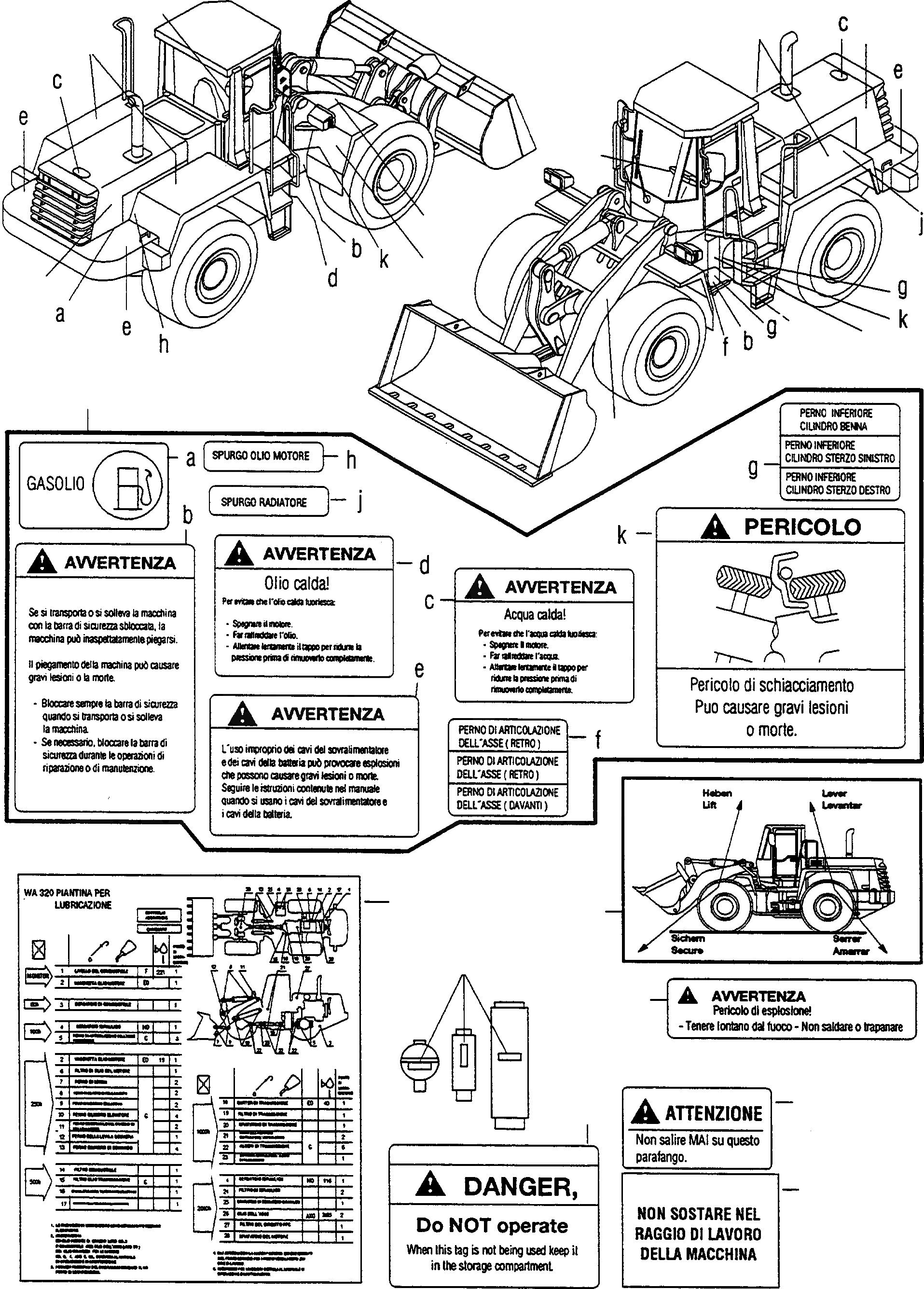 Схема запчастей Komatsu WA320-3 - ТАБЛИЧКИS, ИТАЛИЯ ИНСТРУМЕНТ, АКСЕССУАРЫ, БУКВЕНН.