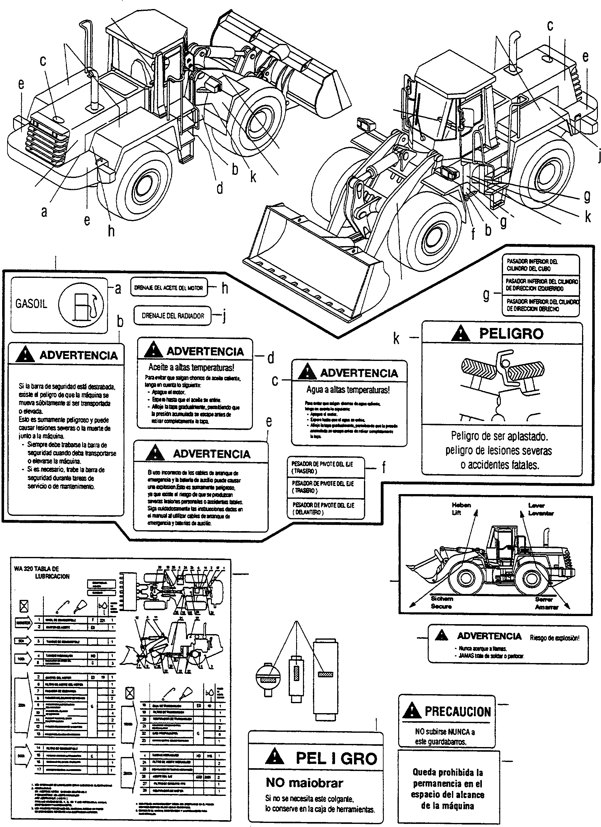 Схема запчастей Komatsu WA320-3 - ТАБЛИЧКИS, ИСПАНИЯ ИНСТРУМЕНТ, АКСЕССУАРЫ, БУКВЕНН.