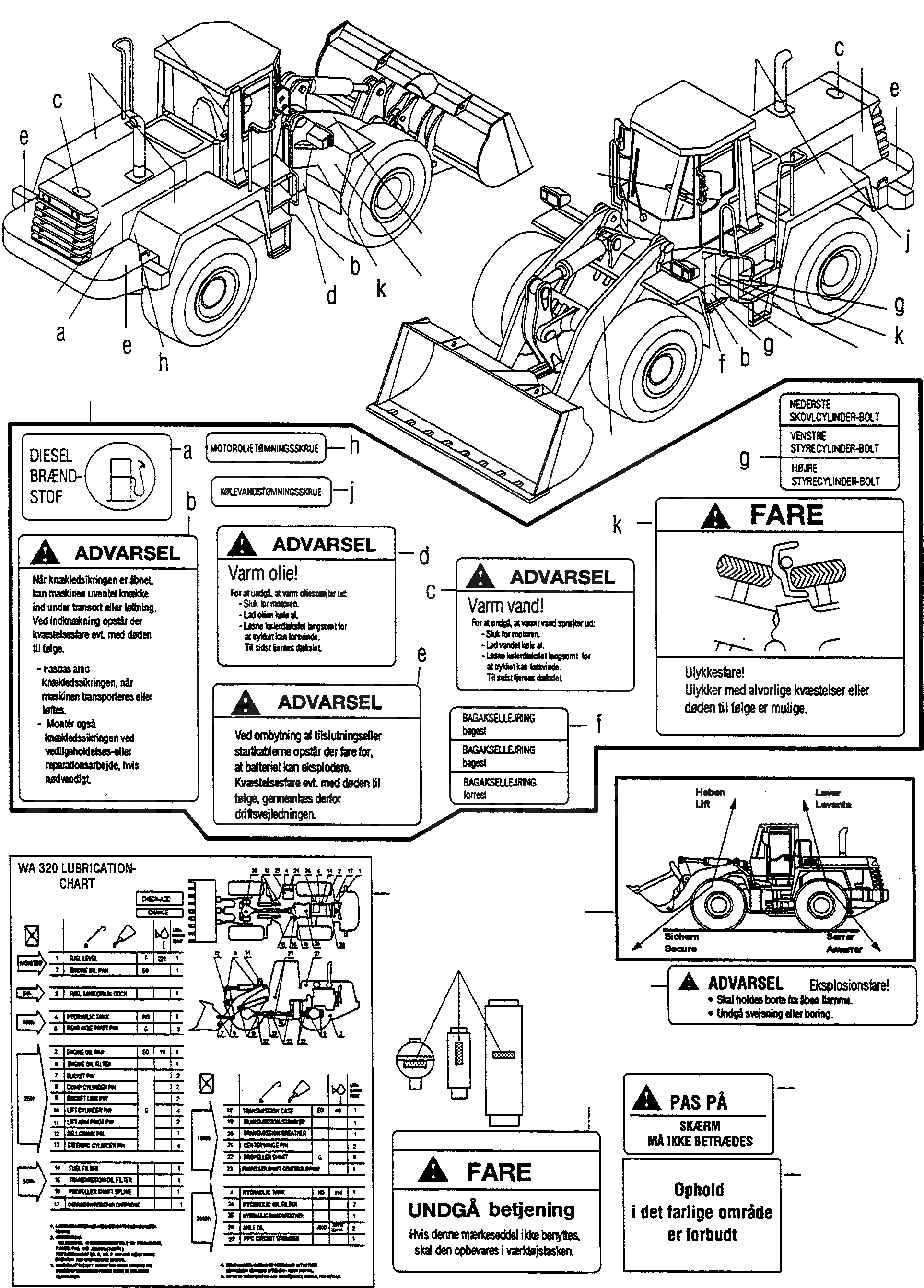 Схема запчастей Komatsu WA320-3 - ТАБЛИЧКИS, DANISH ИНСТРУМЕНТ, АКСЕССУАРЫ, БУКВЕНН.