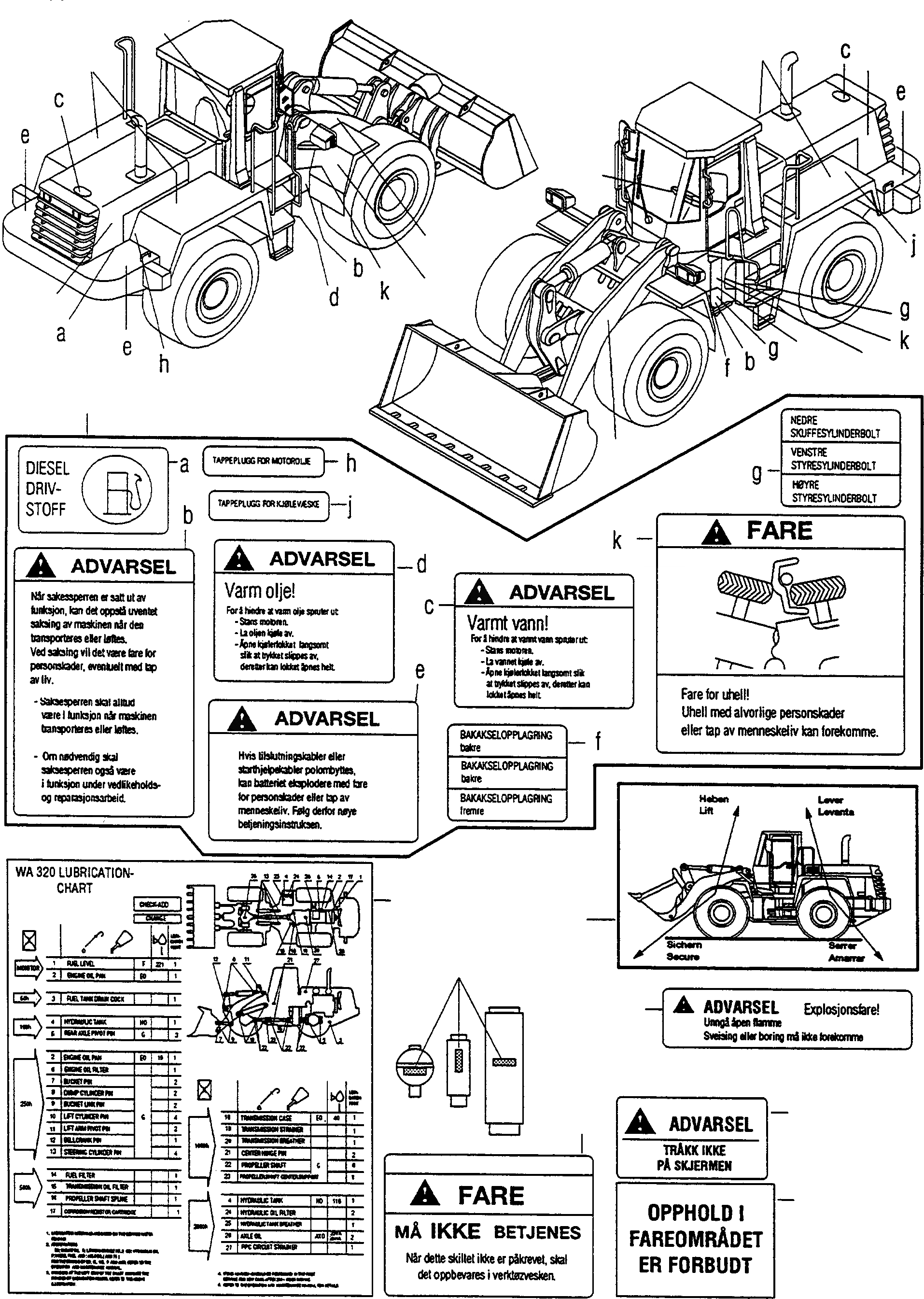 Схема запчастей Komatsu WA320-3 - ТАБЛИЧКИS, NORWEGIAN ИНСТРУМЕНТ, АКСЕССУАРЫ, БУКВЕНН.