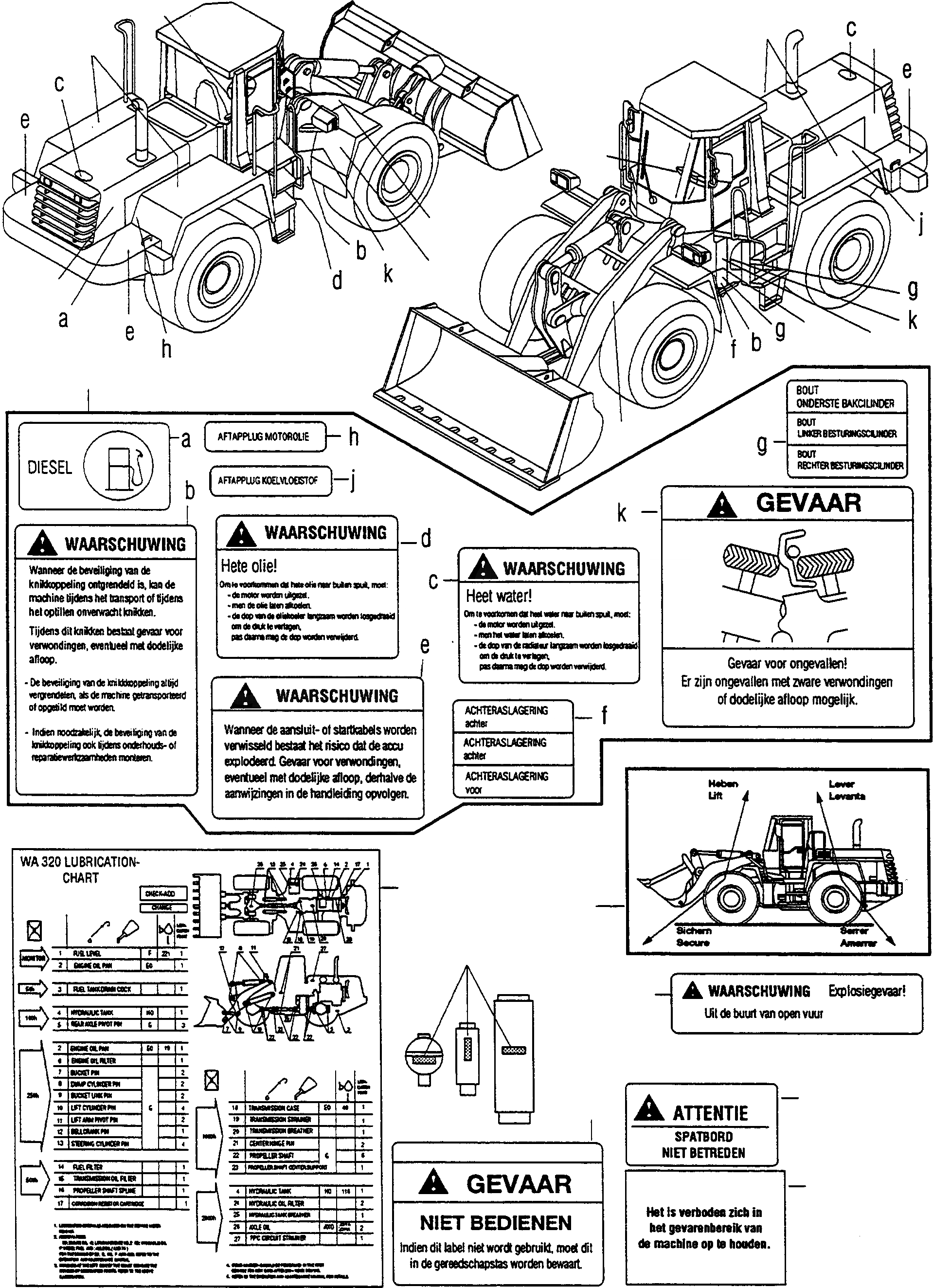 Схема запчастей Komatsu WA320-3 - ТАБЛИЧКИS, DUTCH ИНСТРУМЕНТ, АКСЕССУАРЫ, БУКВЕНН.