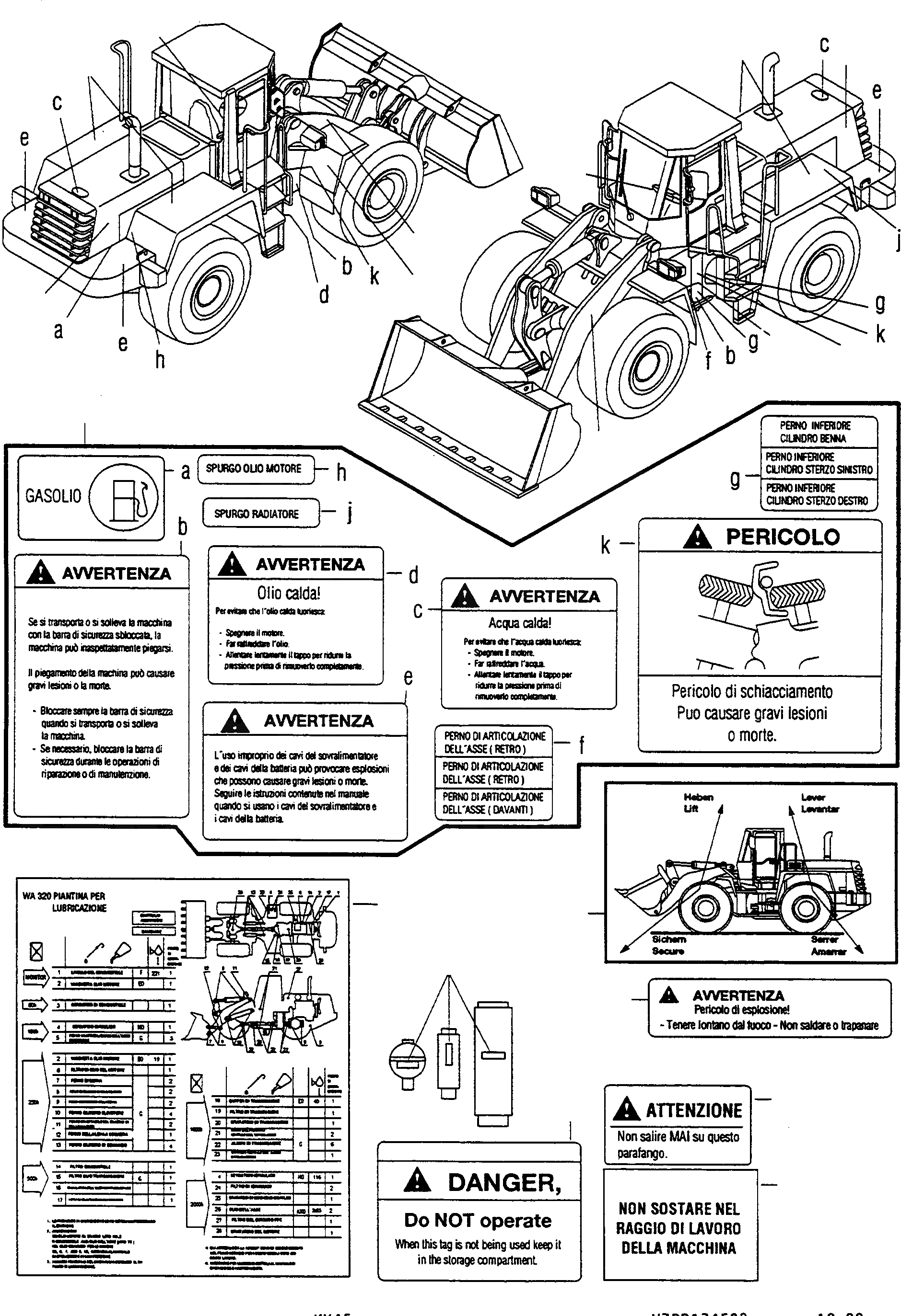 Схема запчастей Komatsu WA320-3 active - ТАБЛИЧКИS, ИТАЛИЯ ИНСТРУМЕНТ, АКСЕССУАРЫ, БУКВЕНН.