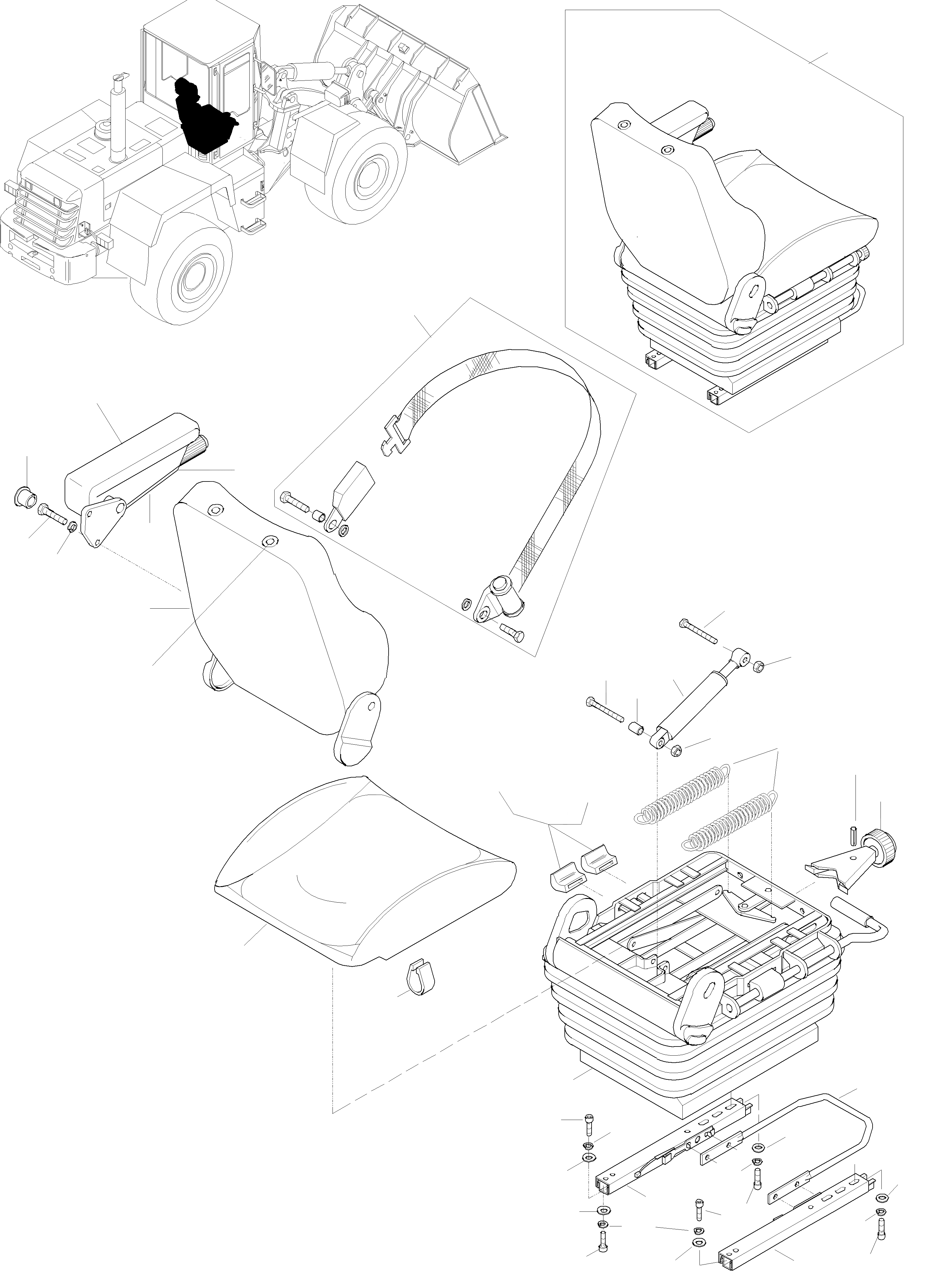 Схема запчастей Komatsu WA320-3 active - ПРИВОДRS СИДЕНЬЕ, ATTACHING ЧАСТИ ПРИВОДRS КАБИНА